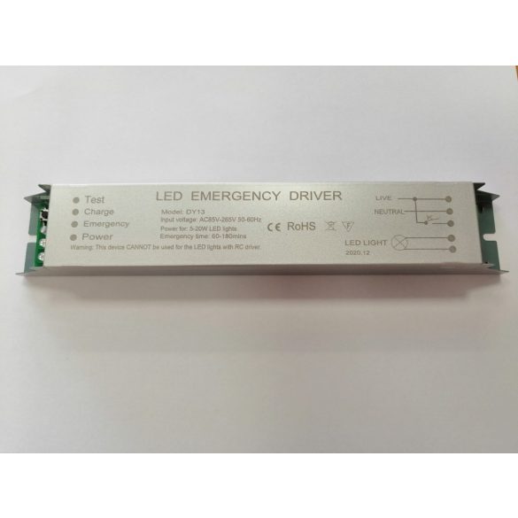 Metal case LED emergency driver for LED lamps, AC85-265V, 5-20W, 60-180 mins.