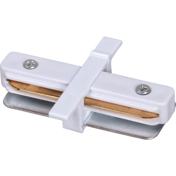 Straight connector for 1-phase reinforced track rail, white
