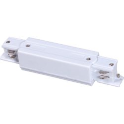 Straight connector for 3-phase track rail, white