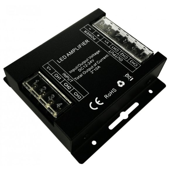 Amplifier for RGB/CCT LED strip 3*10A, DC12V - 360W; DC24V - 720W