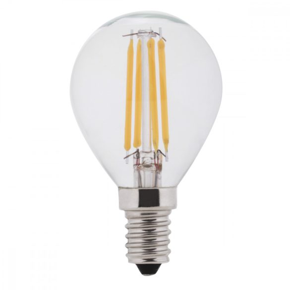 E14 4W filament gömb led égő fényerőszabályozható semleges fehér (4500K)