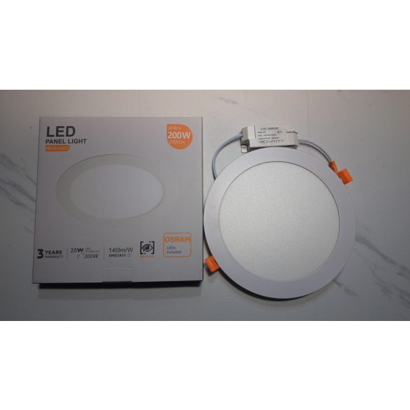 20W beépíthető led panel, kör alakú, 5700K, OSRAM chip
